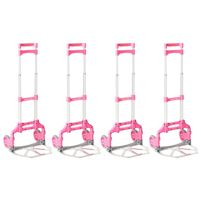 Magna Cart Personal 150 lb. Capacity Folding Aluminum Hand Truck, Pink (4 Pack) - VMInnovations