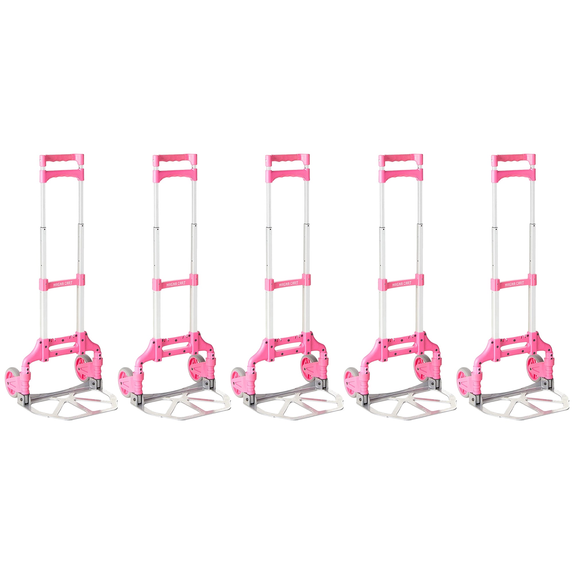Magna Cart Personal 150 lb. Capacity Folding Aluminum Hand Truck, Pink (5 Pack) - VMInnovations