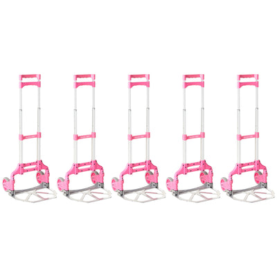 Magna Cart Personal 150 lb. Capacity Folding Aluminum Hand Truck, Pink (5 Pack) - VMInnovations