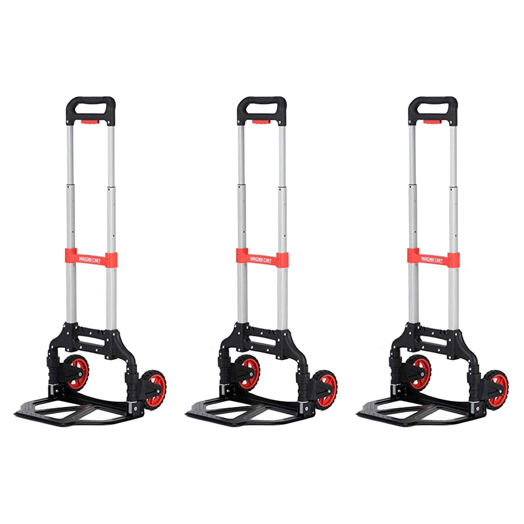 Magna Cart Extendable 150lb Capacity Folding Hand Truck Dolly Cart (3 Pack) - VMInnovations