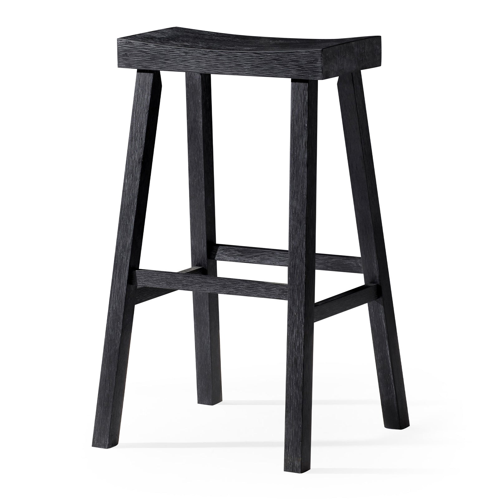 Maven Lane Vincent Wooden Rustic Aesthetic Kitchen Bar Stool, Antiqued Black Finish - VMInnovations