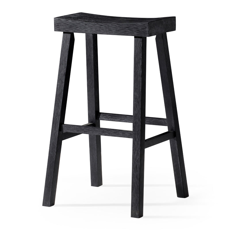 Maven Lane Vincent Wooden Rustic Aesthetic Kitchen Bar Stool, Antiqued Black Finish