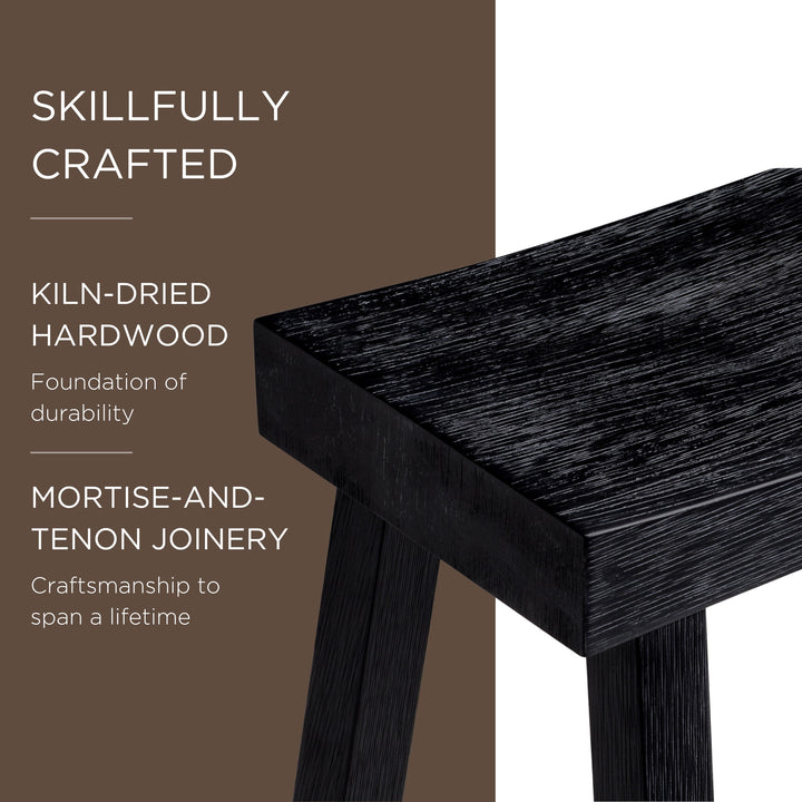 Maven Lane Vincent Wooden Rustic Kitchen Bar Stool, Antiqued Black Finish (Used)