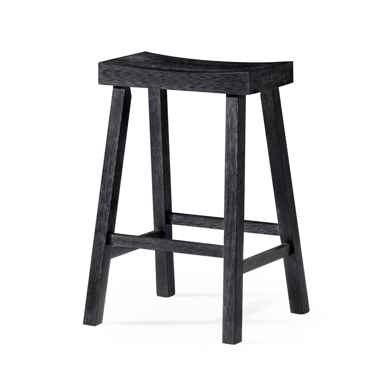 Maven Lane Wooden Rustic Aesthetic Kitchen Stool,Antiqued Black Finish(Open Box)