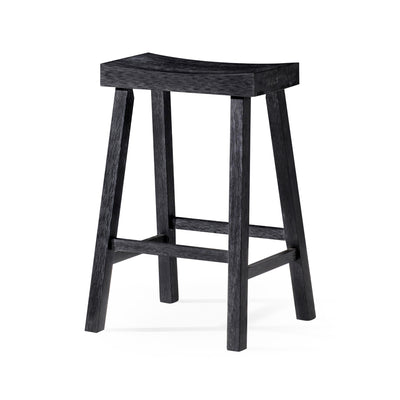 Maven Lane Wooden Rustic Aesthetic Kitchen Stool, Antiqued Black Finish (Used) - VMInnovations