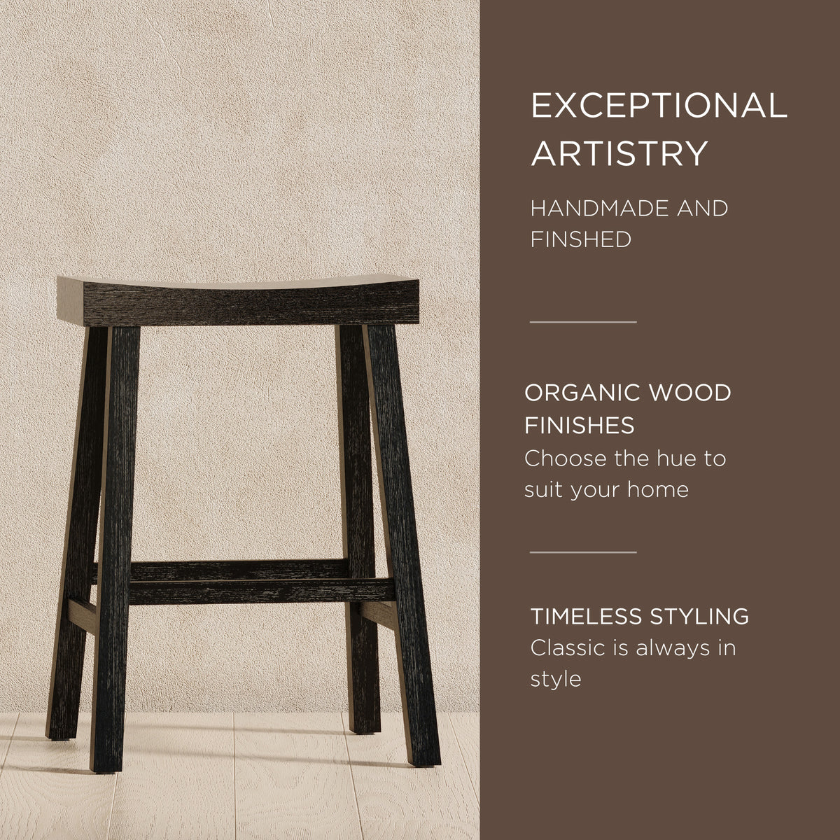 Maven Lane Vincent Wooden Rustic Aesthetic Counter Stool, Set of 2 (Open Box)