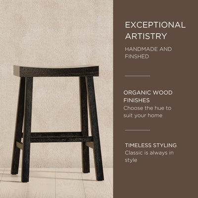 Maven Lane Vincent Wooden Rustic Aesthetic Counter Stool, Set of 2 (Open Box)