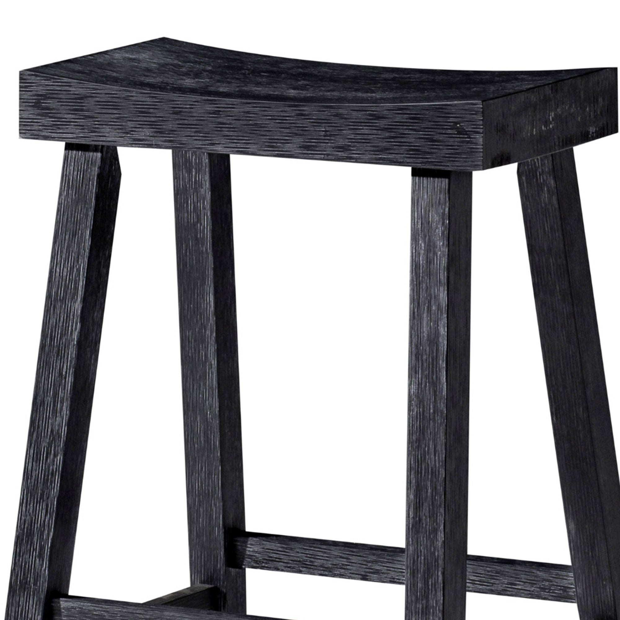 Maven Lane Wooden Rustic Aesthetic Kitchen Stool, Antiqued Black Finish (Used) - VMInnovations