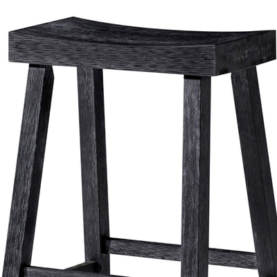 Maven Lane Wooden Rustic Aesthetic Kitchen Stool, Antiqued Black Finish (Used) - VMInnovations