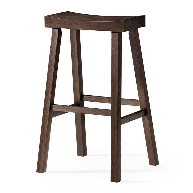 Maven Lane Wooden Rustic Aesthetic Bar Stool, Antiqued Brown Finish(Used)