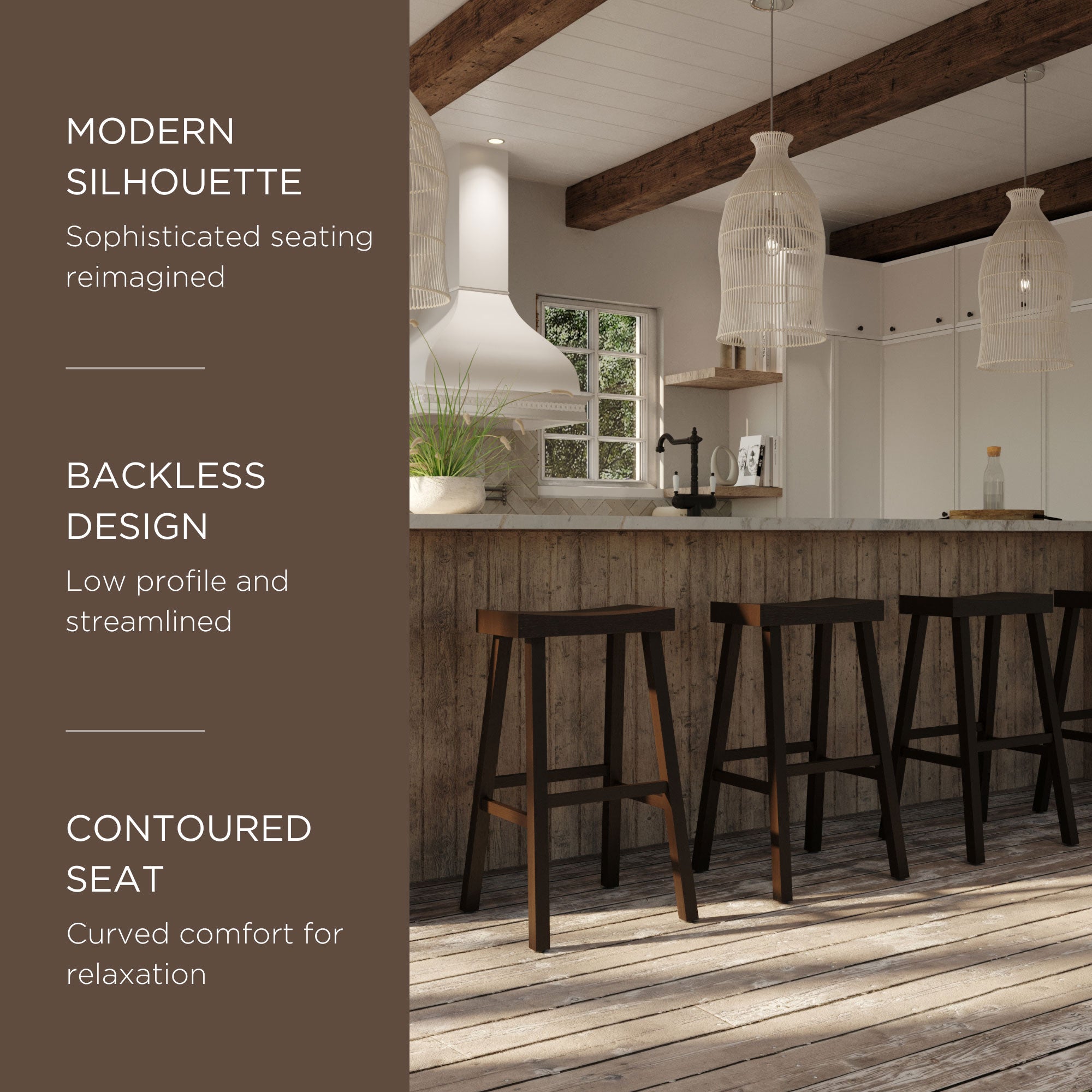 Maven Lane Wooden Rustic Kitchen Bar Stool, Antiqued Brown Finish (For Parts)