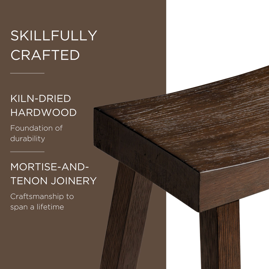 Maven Lane Vincent Wooden Rustic Aesthetic Kitchen Bar Stool, Set of 4(Open Box)