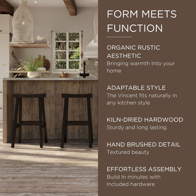 Maven Lane Wooden Rustic Kitchen Bar Stool, Antiqued Brown Finish (For Parts) - VMInnovations