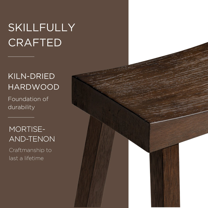 Maven Lane Vincent Wooden Rustic Aesthetic Counter Stool, Set of 2 (Open Box)