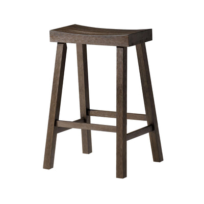 Wooden Rustic Aesthetic Kitchen Counter Stool, Antiqued Brown Finish (Used)