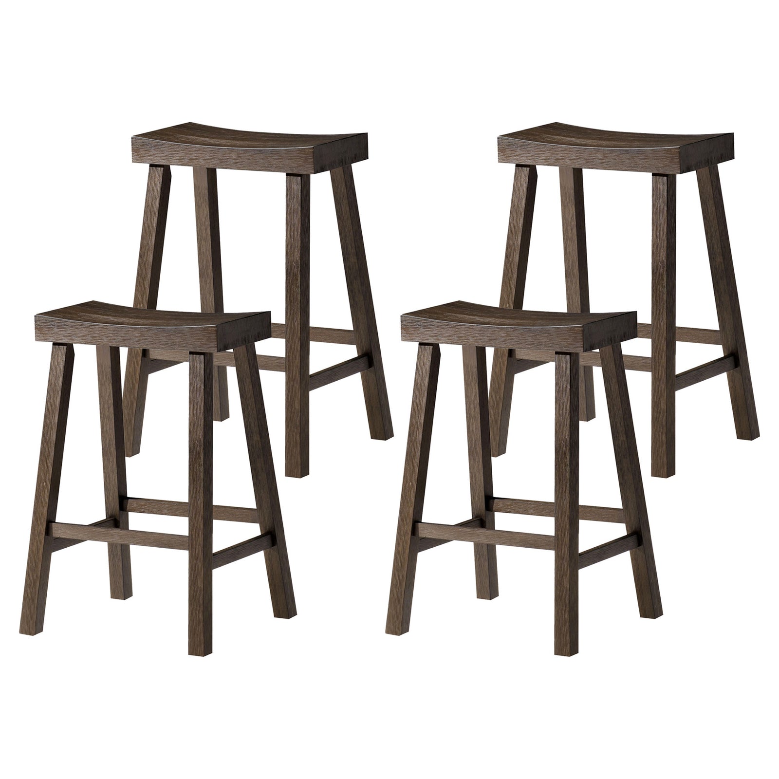 Maven Lane Vincent Wooden Rustic Aesthetic Kitchen Counter Stool, Set of 4 - VMInnovations