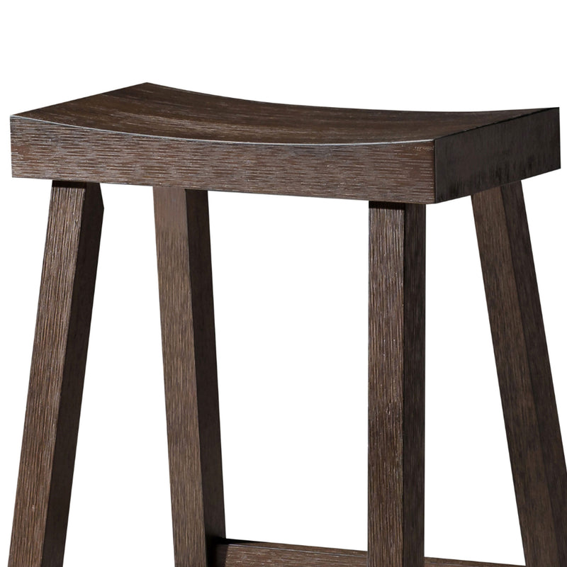 Wooden Rustic Aesthetic Kitchen Counter Stool, Antiqued Brown Finish (Used)