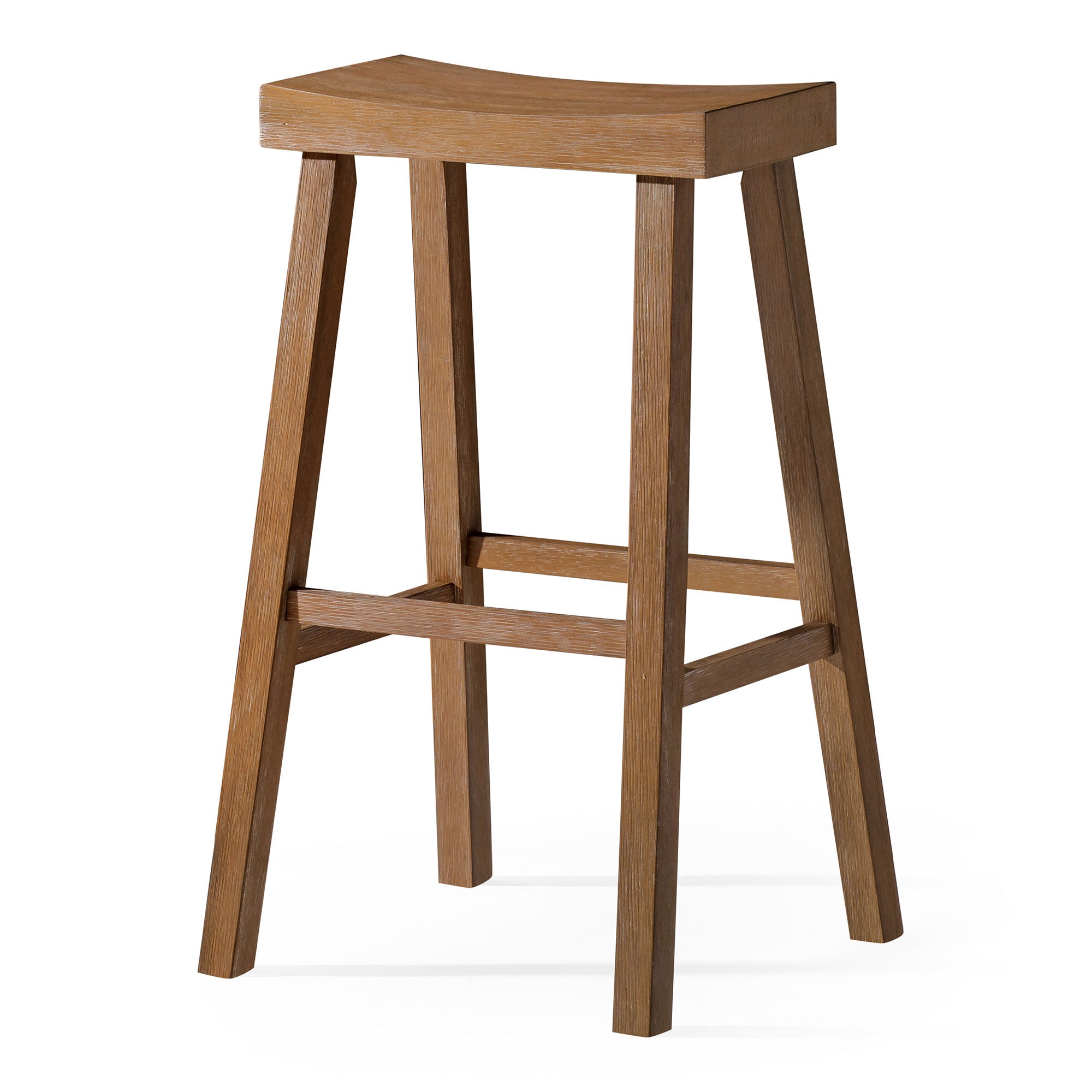 Maven Lane Wooden Rustic Aesthetic Bar Stool, Antiqued Natural Finish (Open Box) - VMInnovations