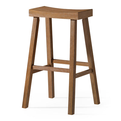 Maven Lane Wooden Rustic Aesthetic Bar Stool, Antiqued Natural Finish (Open Box) - VMInnovations