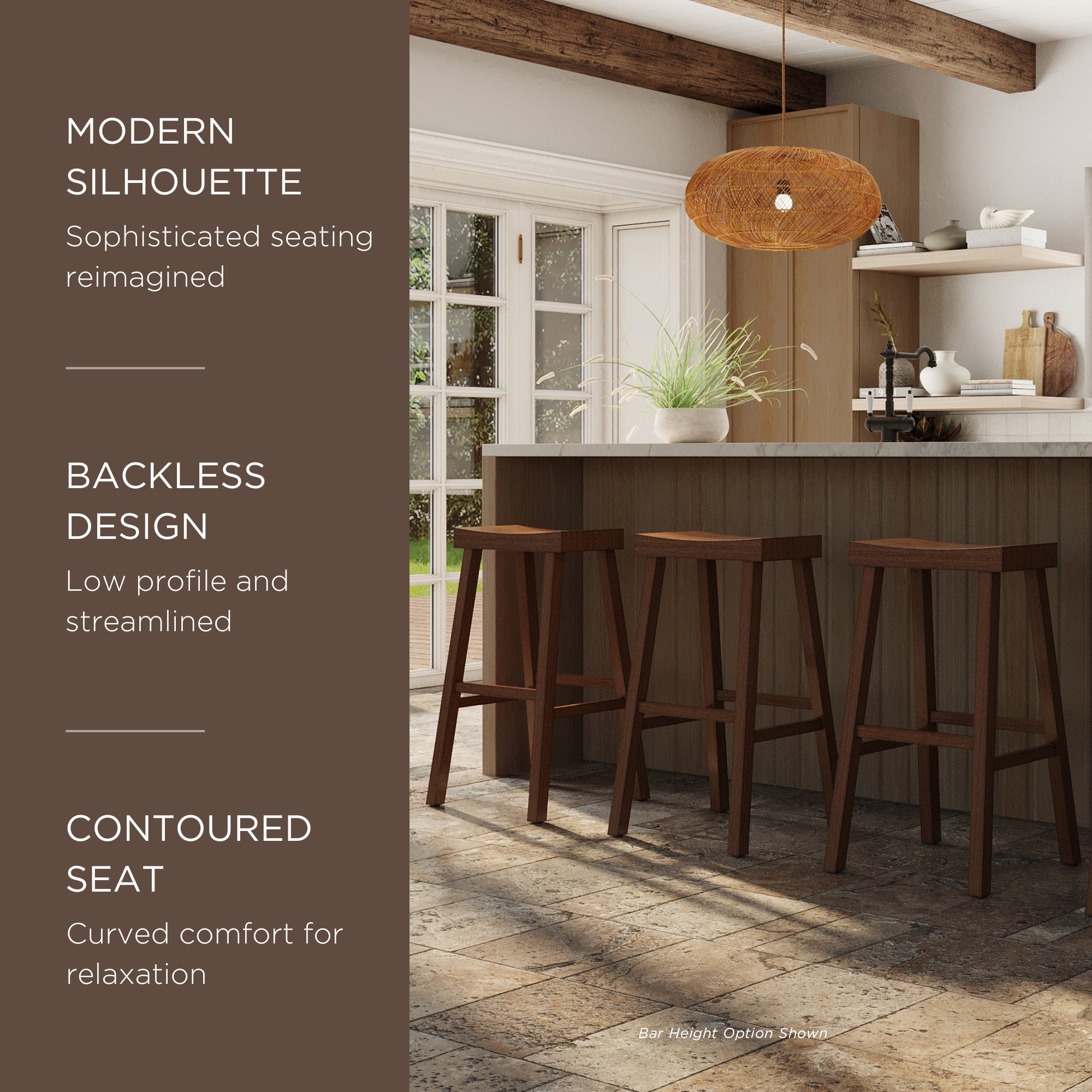 Maven Lane Vincent Wooden Rustic Aesthetic Counter Stool, Set of 4 (Open Box) - VMInnovations