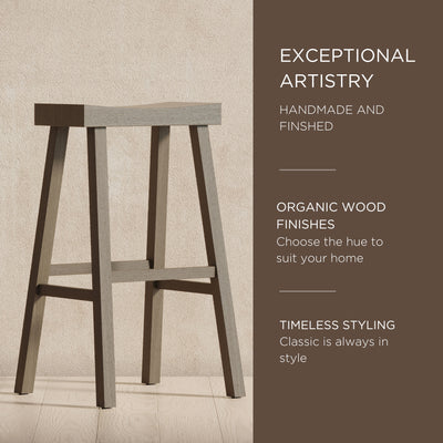 Maven Lane Vincent Wooden Rustic Bar Stool, Antiqued Grey, Set of 4 (Open Box)