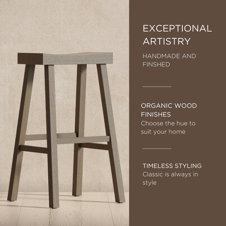 Maven Lane Vincent Wooden Rustic Bar Stool, Antiqued Grey, Set of 4 (Open Box)