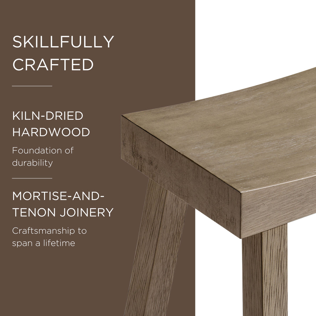 Maven Lane Wooden Rustic Aesthetic Kitchen Bar Stool, Antiqued Grey (Open Box)