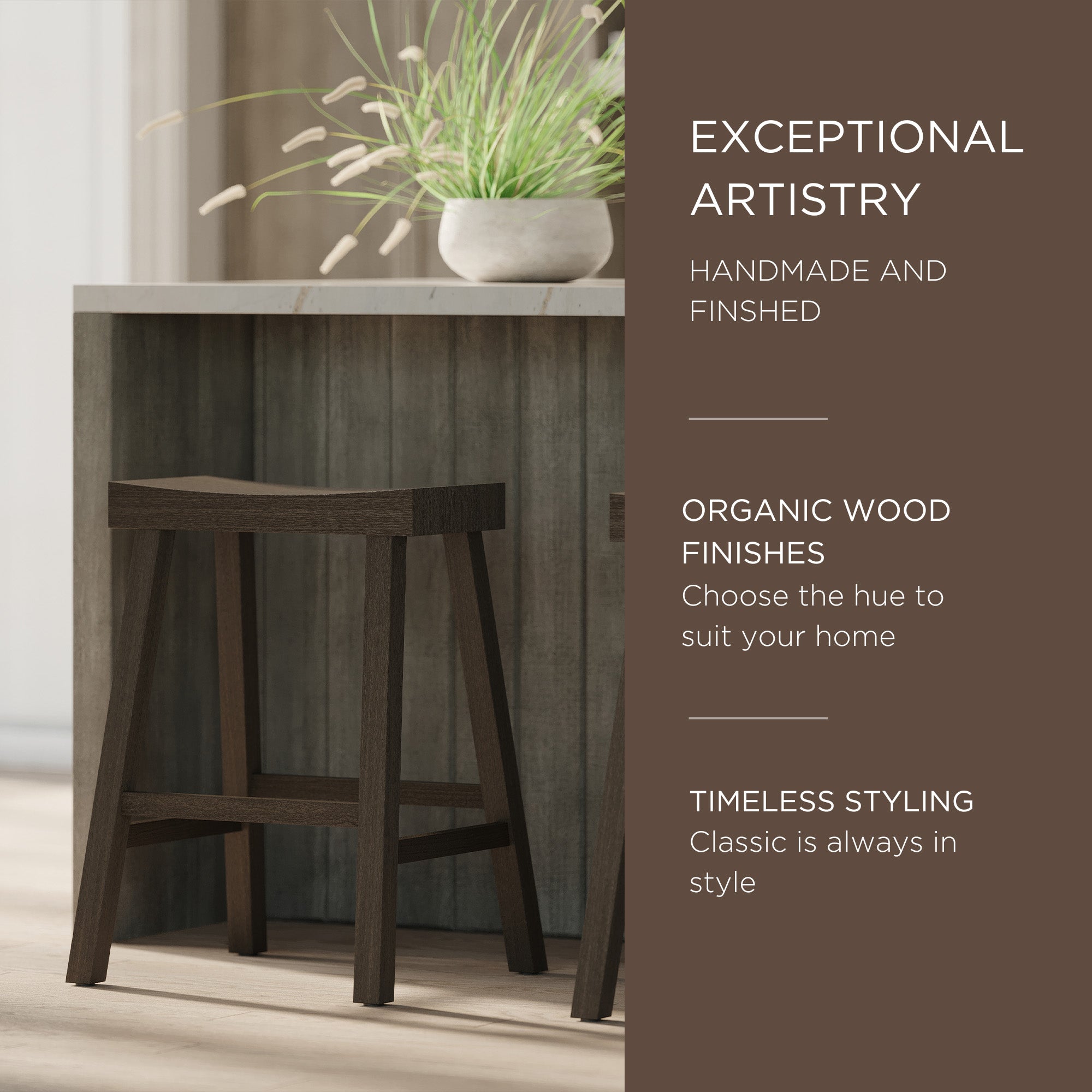Maven Lane Wooden Rustic Aesthetic Counter Stool, Antiqued Grey Finish (Used) - VMInnovations