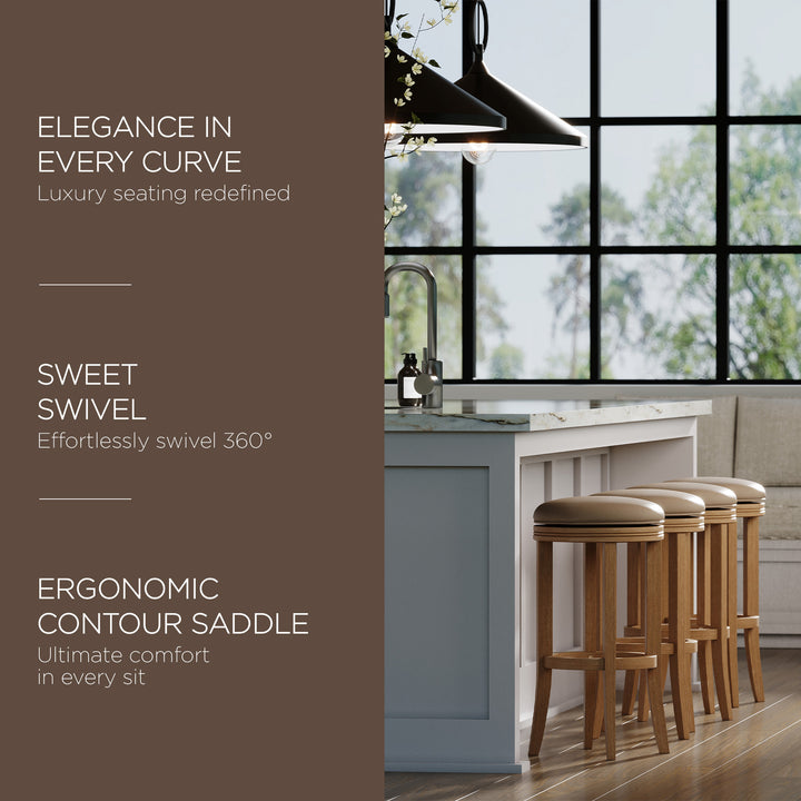 Maven Lane Bar Stool in Weathered Oak Finish w/Avanti Bone Vegan Leather (Used)