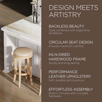Maven Lane Bar Stool in Weathered Oak Finish w/Avanti Vegan Leather(Open Box)