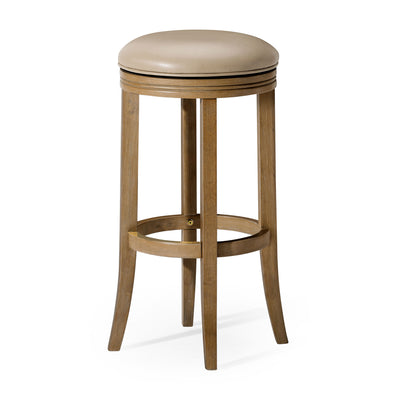 Maven Lane Eva Bar Stool in Weathered Oak Finish with Avanti Bone Vegan Leather