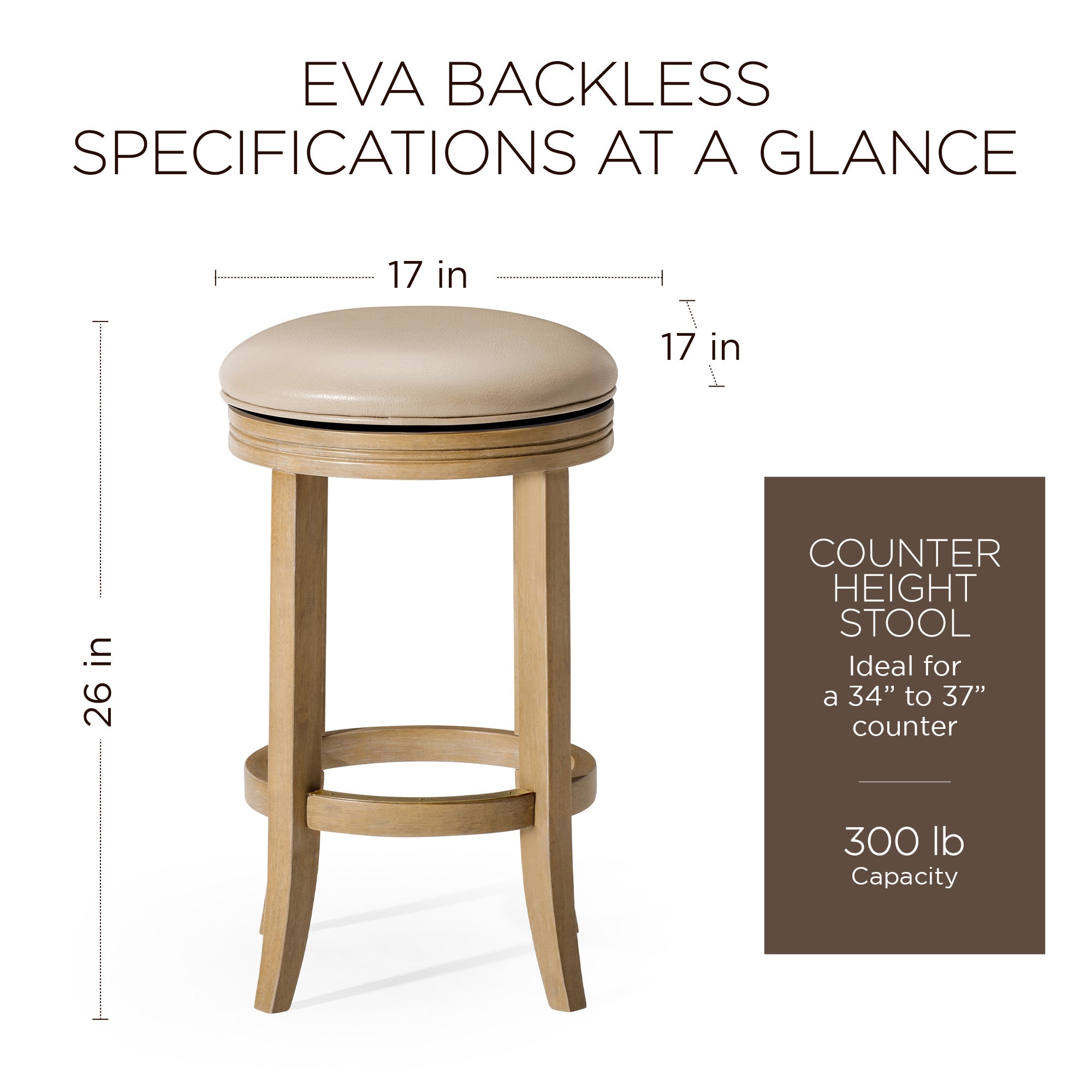 Maven Lane Counter Stool, Weathered Oak Finish w/Avanti Vegan Leather(For Parts) - VMInnovations
