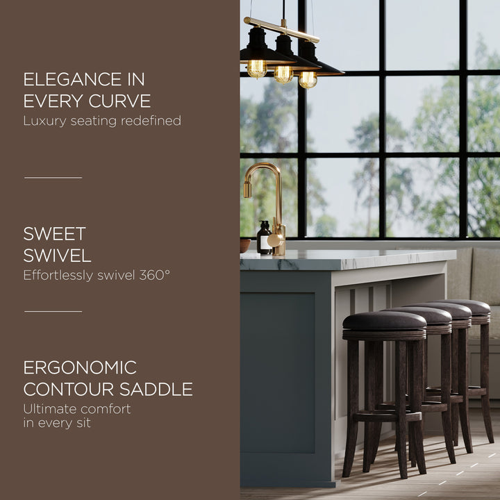 Maven Lane Bar Stool in Reclaimed Oak Finish w/Ronan Stone Vegan Leather (Used) - VMInnovations