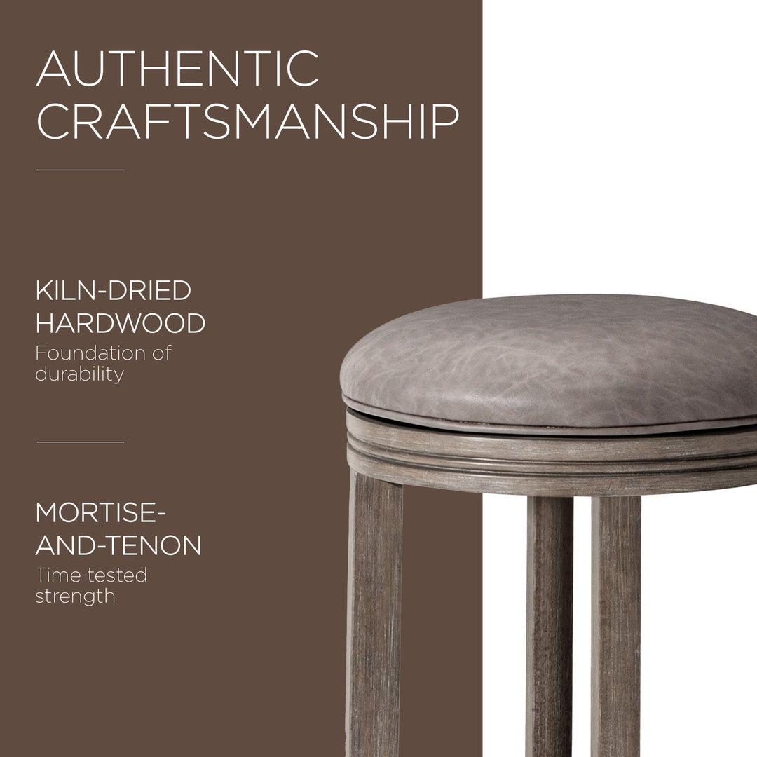 Maven Lane Eva Bar Stool in Reclaimed Oak with Stone Vegan Leather (For Parts) - VMInnovations