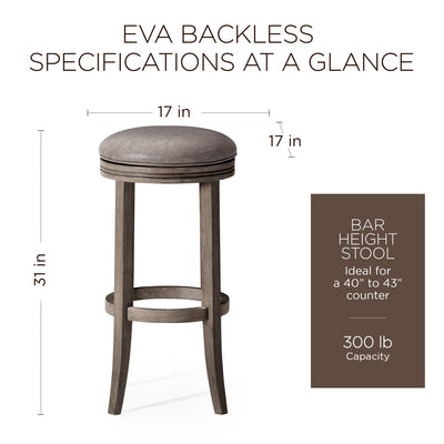 Maven Lane Eva Bar Stool in Oak Finish with Ronan Stone Vegan Leather (Open Box)