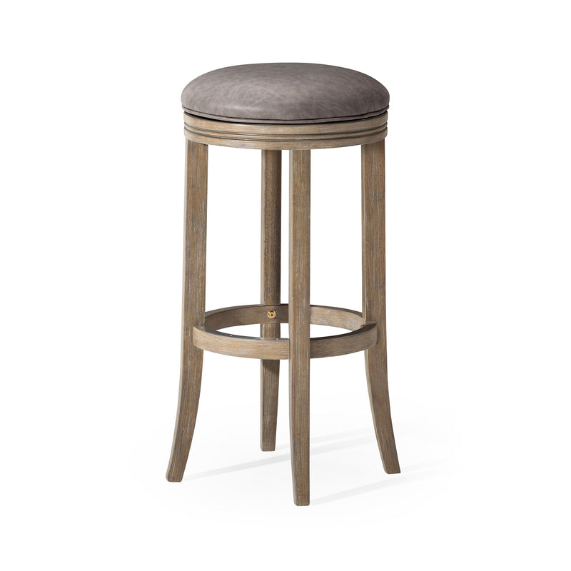 Maven Lane Eva Bar Stool in Oak Finish with Ronan Stone Vegan Leather (Open Box)