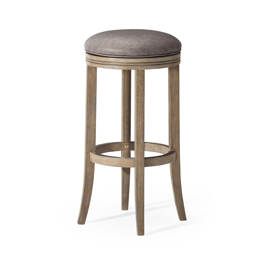 Maven Lane Eva Bar Stool in Reclaimed Oak with Stone Vegan Leather (For Parts) - VMInnovations