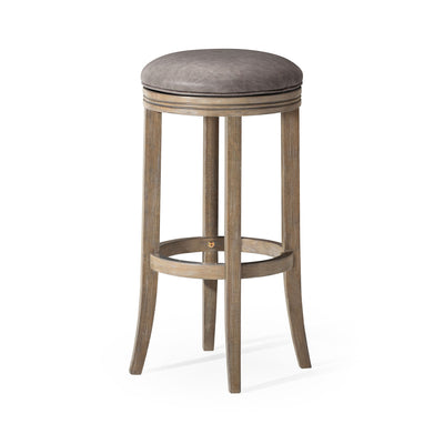 Maven Lane Eva Bar Stool in Oak Finish with Ronan Stone Vegan Leather (Open Box) - VMInnovations