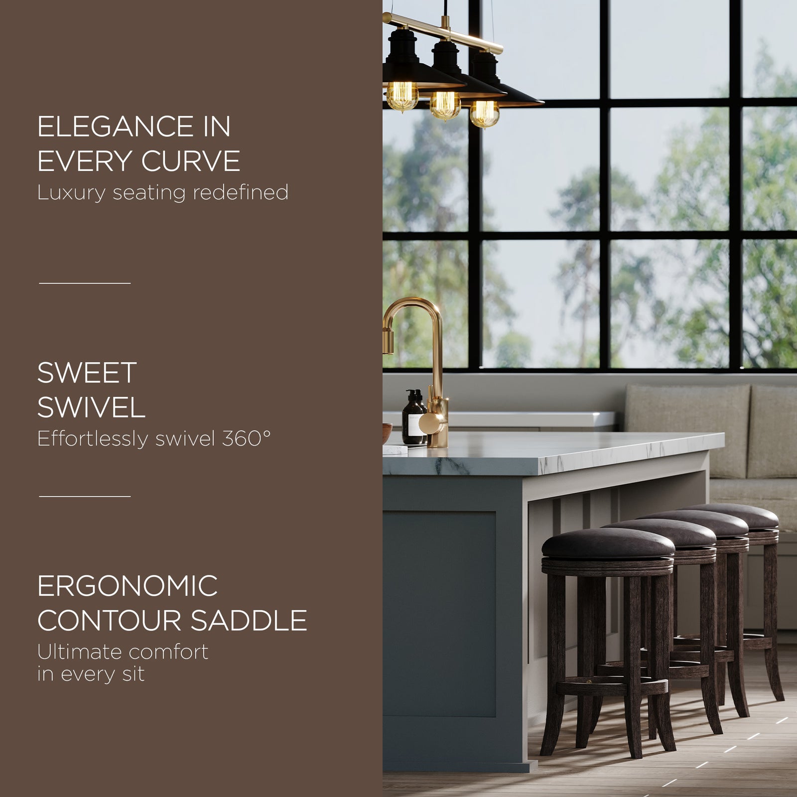 Maven Lane Counter Stool, Reclaimed Oak Finish w/Stone Vegan Leather (Open Box) - VMInnovations