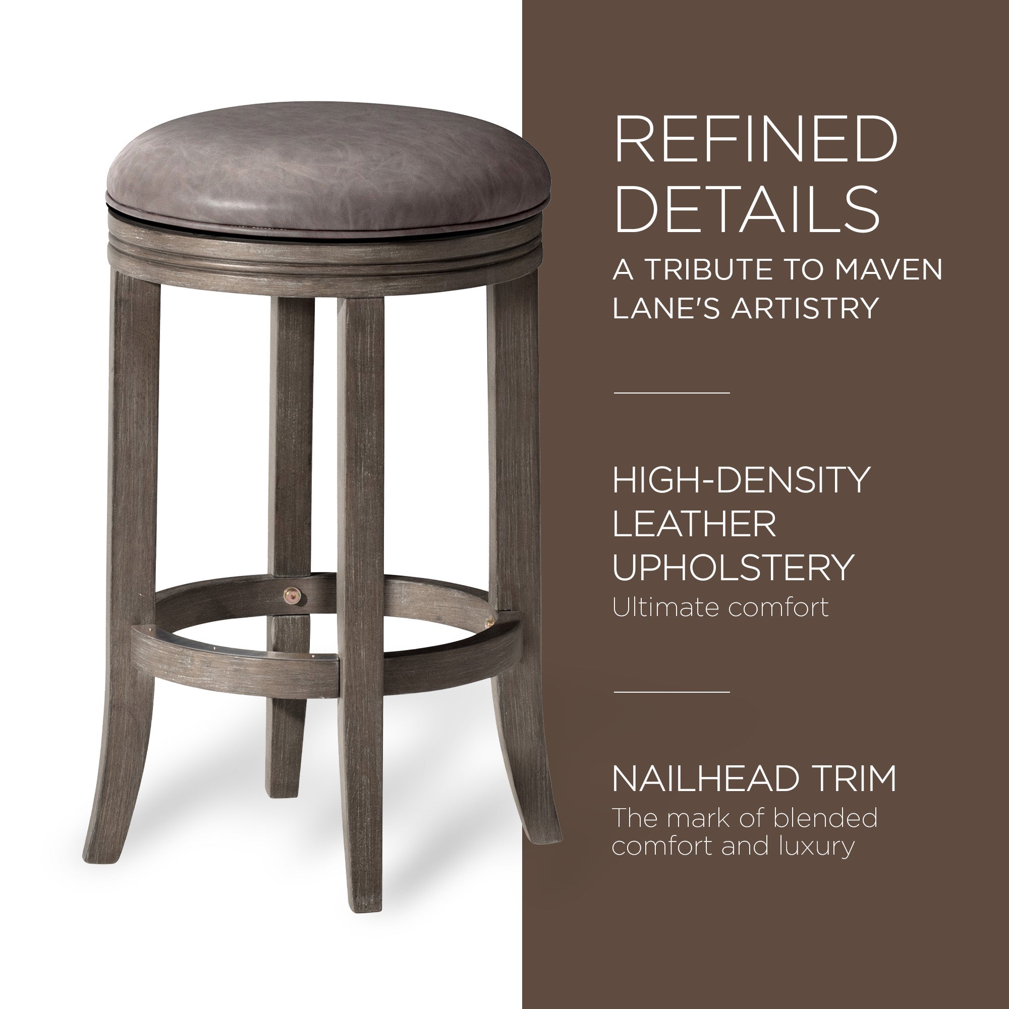Maven Lane Counter Stool, Reclaimed Oak Finish w/ Ronan Vegan Leather (Used) - VMInnovations