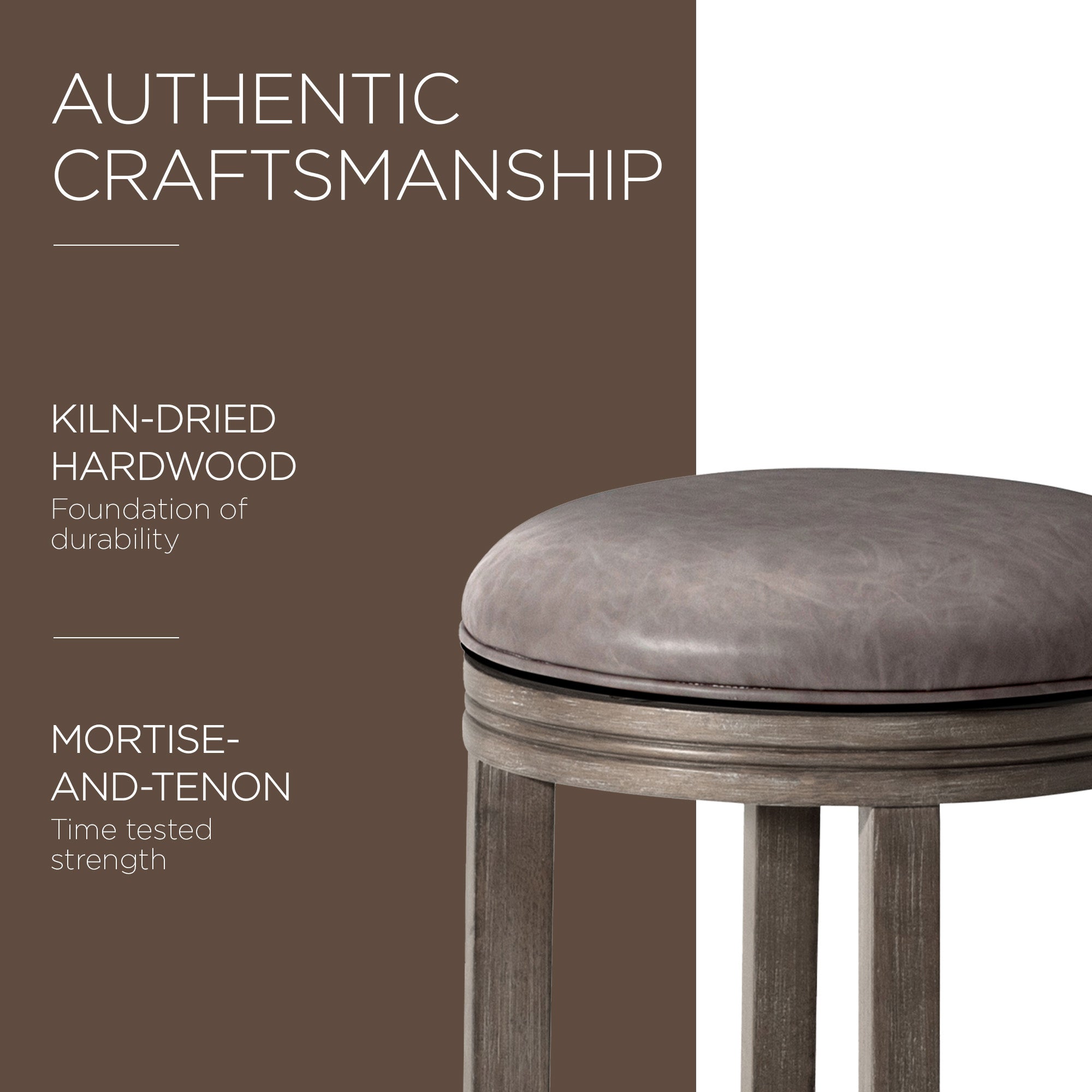 Maven Lane Counter Stool, Reclaimed Oak Finish w/ Ronan Vegan Leather (Used) - VMInnovations