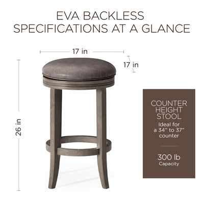 Maven Lane Eva Counter Stool, Reclaimed Oak Finish w/ Stone Leather (For Parts)