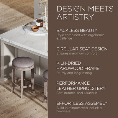Maven Lane Counter Stool, Reclaimed Oak Finish w/ Ronan Vegan Leather (Used) - VMInnovations
