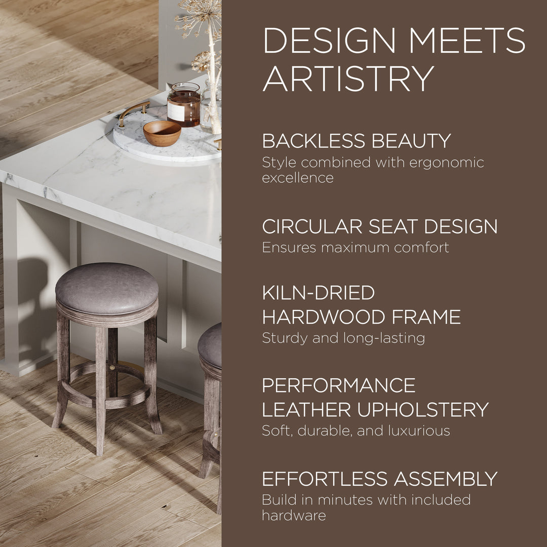 Maven Lane Counter Stool, Reclaimed Oak Finish w/ Ronan Vegan Leather (Used)