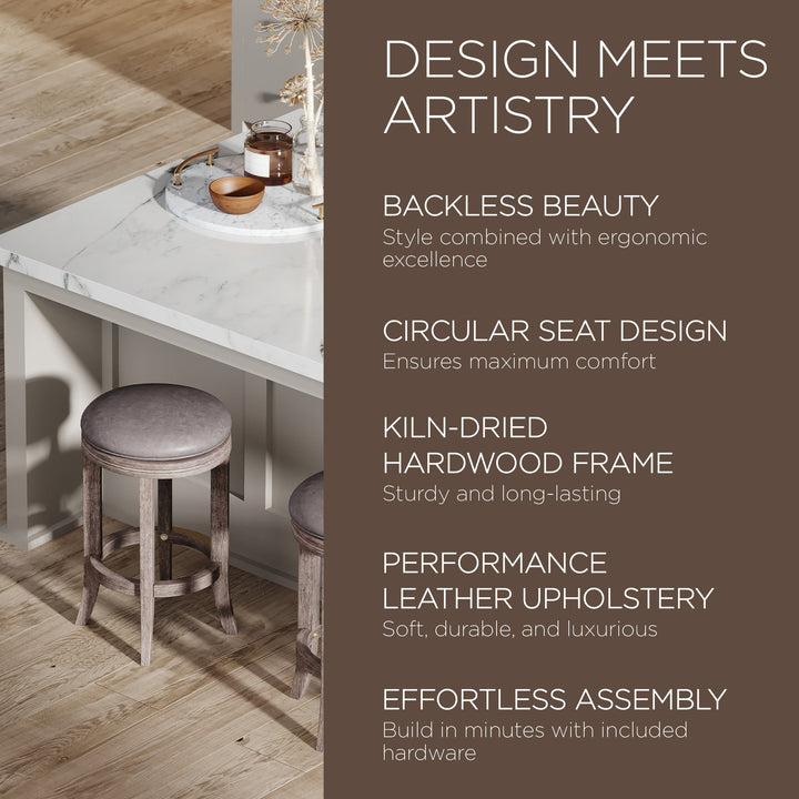 Maven Lane Counter Stool, Reclaimed Oak Finish w/ Ronan Vegan Leather (Used)