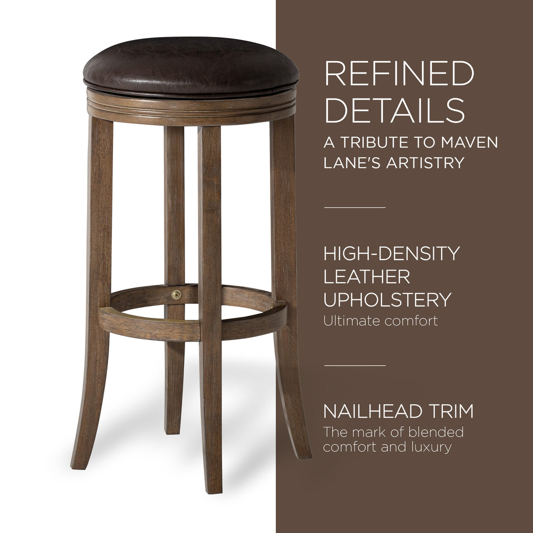 Maven Lane Eva Bar Stool in Walnut Finish w/Marksman Saddle Vegan Leather (Used) - VMInnovations
