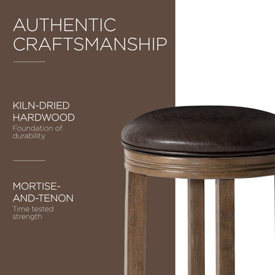 Maven Lane Eva Bar Stool in Walnut Finish with Marksman Saddle Vegan Leather - VMInnovations