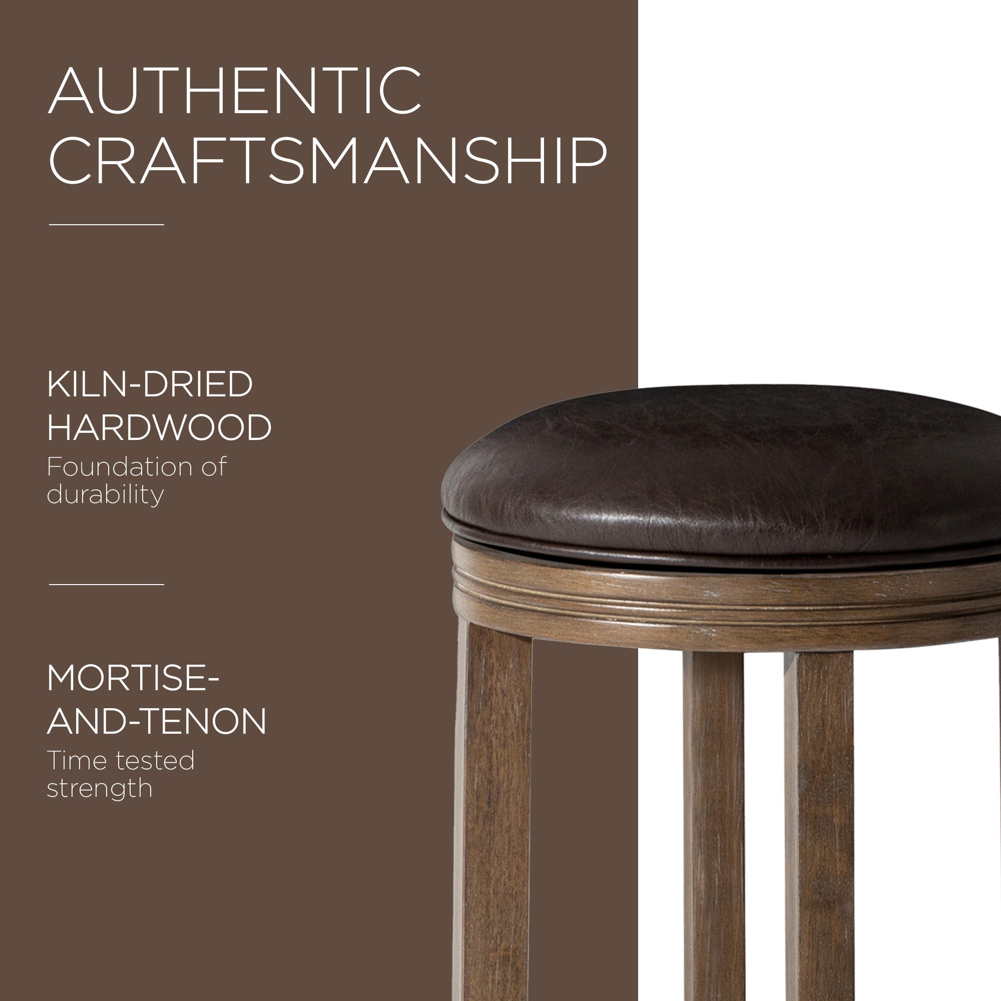 Maven Lane Eva Bar Stool in Walnut Finish w/Marksman Saddle Vegan Leather (Used) - VMInnovations