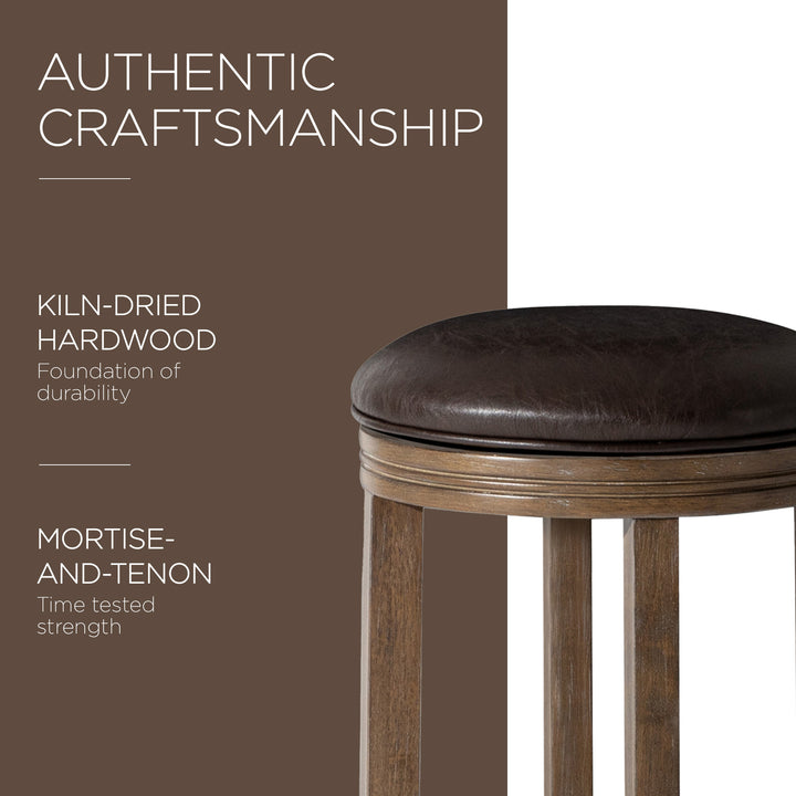 Maven Lane Eva Bar Stool in Walnut Finish w/Marksman Saddle Vegan Leather (Used) - VMInnovations