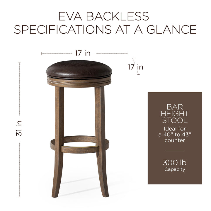 Maven Lane Eva Bar Stool in Walnut Finish w/Marksman Saddle Vegan Leather (Used) - VMInnovations